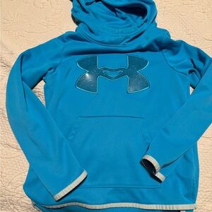 Under Armour Turquoise Hooded Pullover with Glitter Logo XS